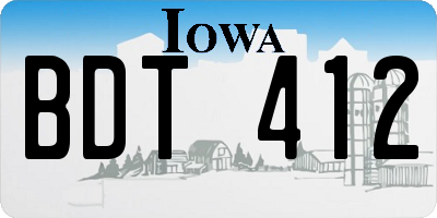 IA license plate BDT412