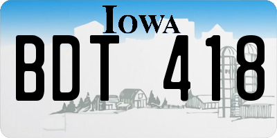 IA license plate BDT418