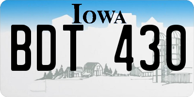 IA license plate BDT430