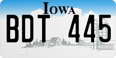 IA license plate BDT445