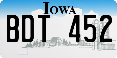 IA license plate BDT452