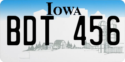 IA license plate BDT456