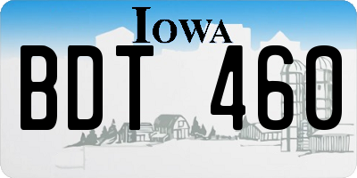 IA license plate BDT460