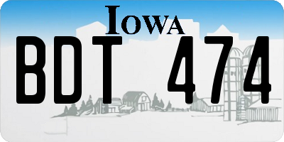 IA license plate BDT474