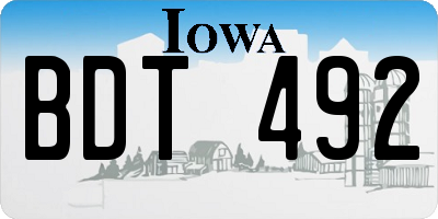 IA license plate BDT492