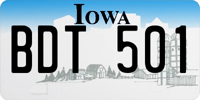 IA license plate BDT501
