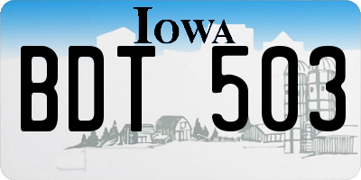 IA license plate BDT503