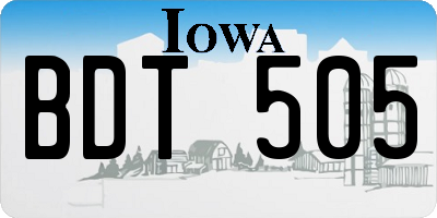 IA license plate BDT505