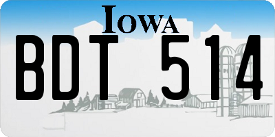 IA license plate BDT514