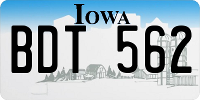IA license plate BDT562