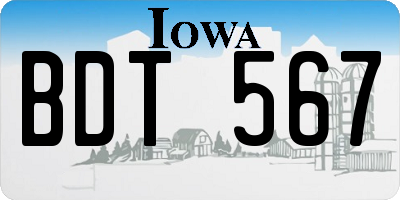 IA license plate BDT567