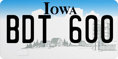 IA license plate BDT600