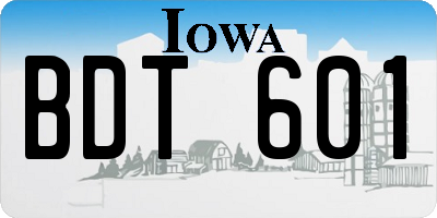 IA license plate BDT601