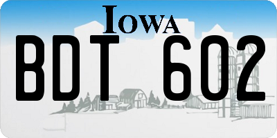 IA license plate BDT602
