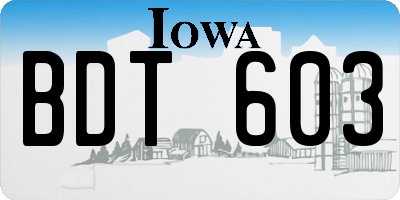 IA license plate BDT603