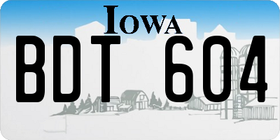 IA license plate BDT604