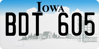 IA license plate BDT605