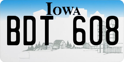 IA license plate BDT608