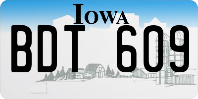 IA license plate BDT609