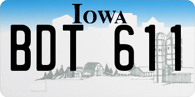 IA license plate BDT611