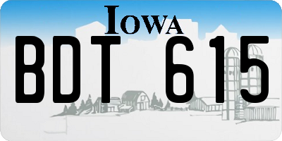 IA license plate BDT615