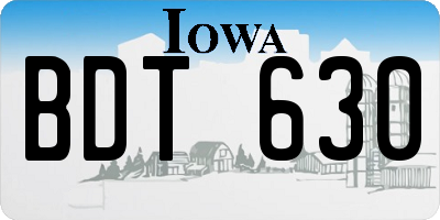 IA license plate BDT630