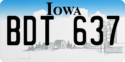 IA license plate BDT637