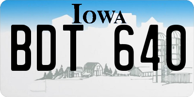 IA license plate BDT640