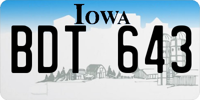 IA license plate BDT643