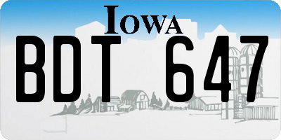 IA license plate BDT647
