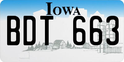 IA license plate BDT663