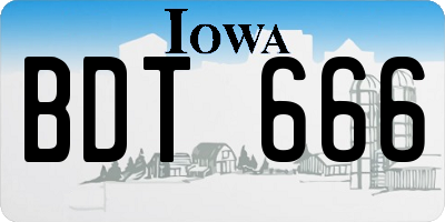 IA license plate BDT666