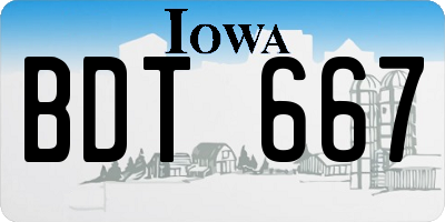 IA license plate BDT667