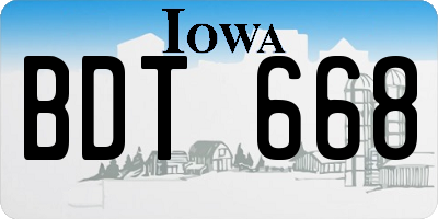 IA license plate BDT668