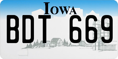 IA license plate BDT669