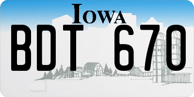 IA license plate BDT670