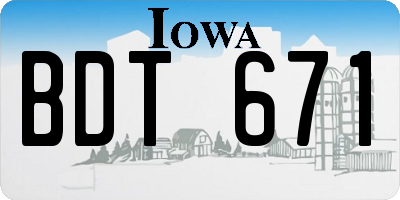 IA license plate BDT671