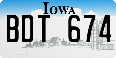 IA license plate BDT674