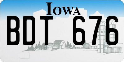 IA license plate BDT676