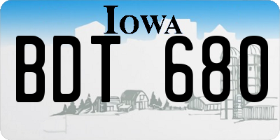IA license plate BDT680