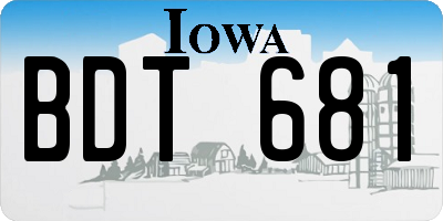 IA license plate BDT681