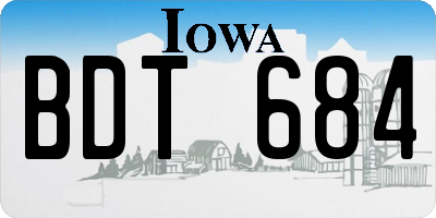 IA license plate BDT684