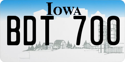 IA license plate BDT700