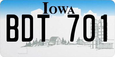 IA license plate BDT701