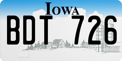 IA license plate BDT726