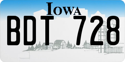 IA license plate BDT728