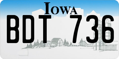 IA license plate BDT736