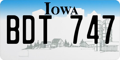 IA license plate BDT747