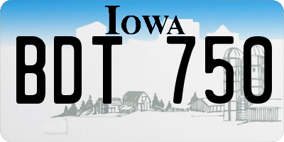 IA license plate BDT750
