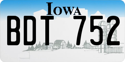 IA license plate BDT752